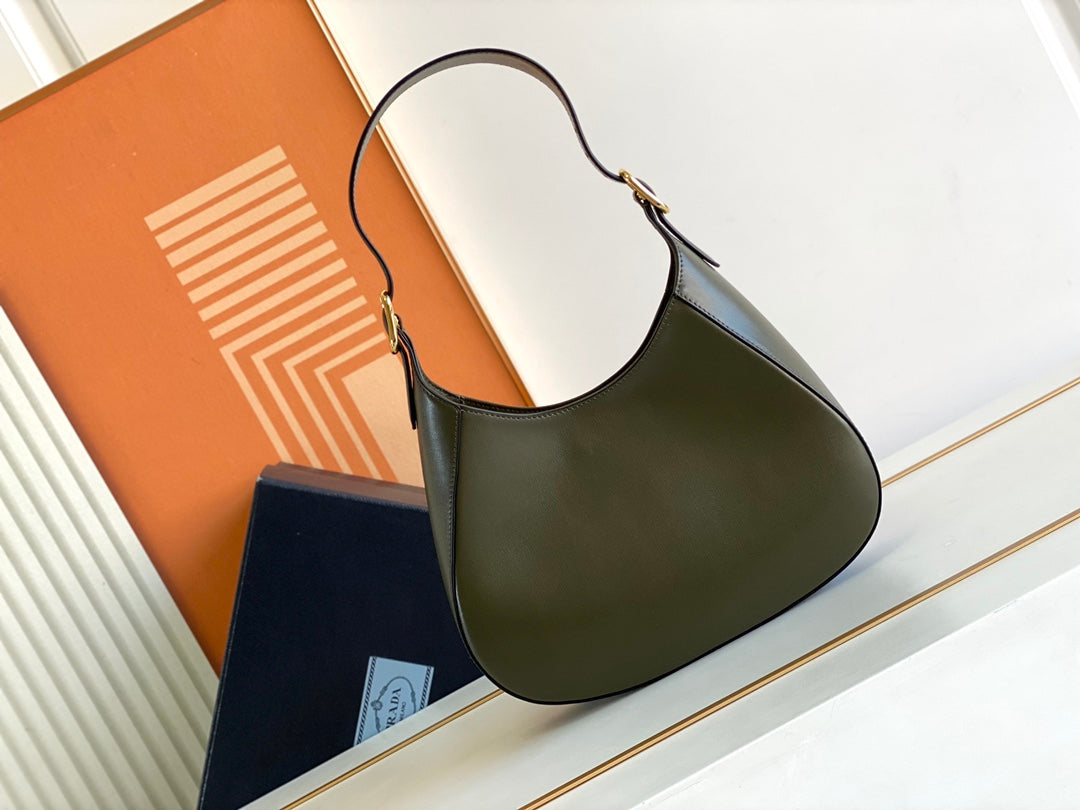 Cleo-Style Smooth Leather Shoulder Bag