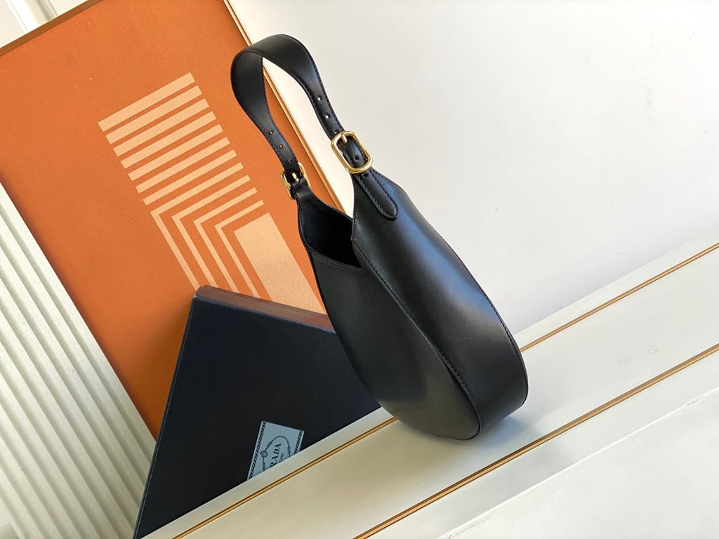 Cleo-Style Smooth Leather Shoulder Bag