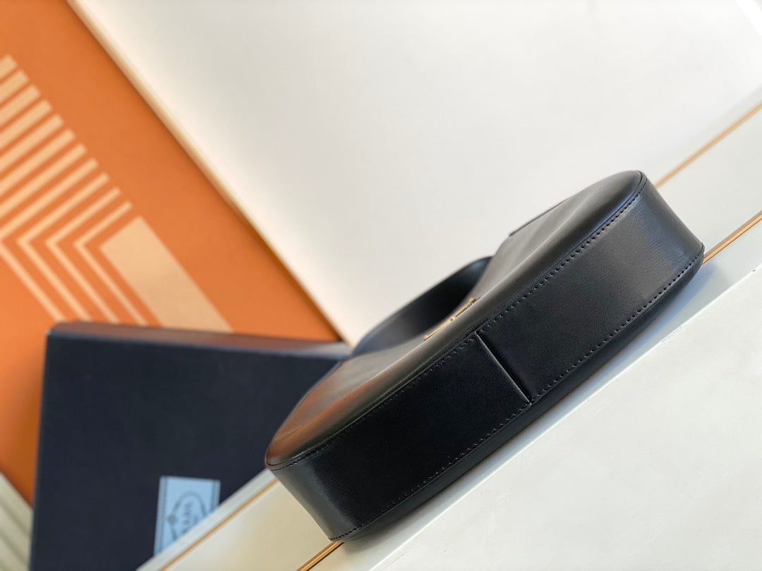 Cleo-Style Smooth Leather Shoulder Bag