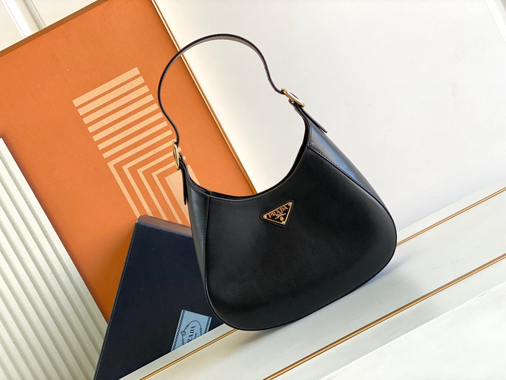 Cleo-Style Smooth Leather Shoulder Bag