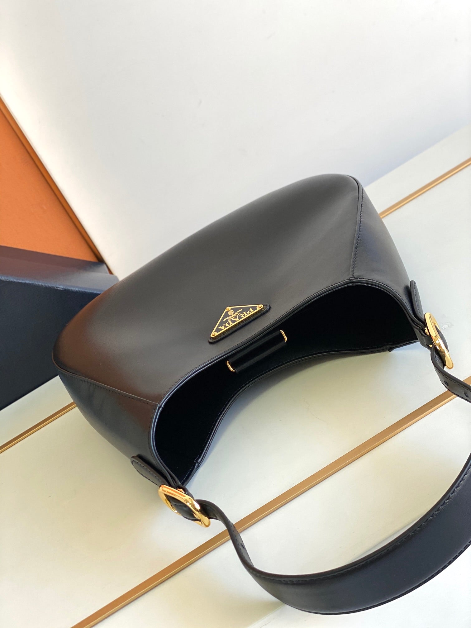 Cleo-Style Smooth Leather Shoulder Bag