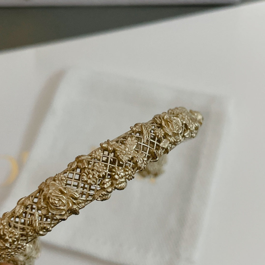 Gold Floral Cutout Cuff Bracelet