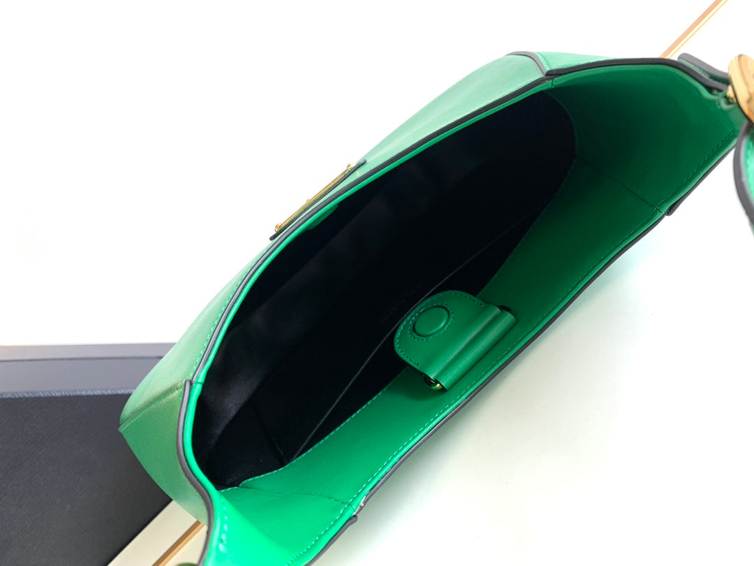 Cleo-Style Smooth Leather Shoulder Bag