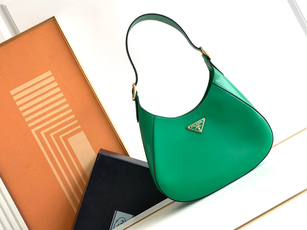 Cleo-Style Smooth Leather Shoulder Bag