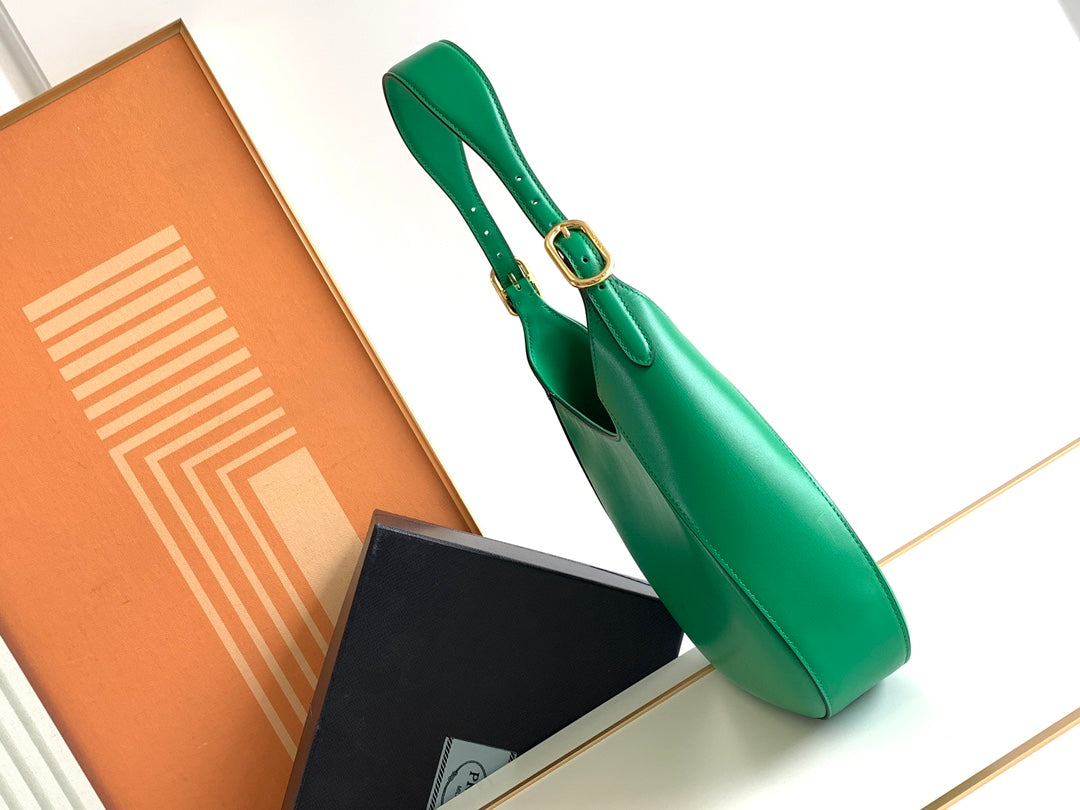 Cleo-Style Smooth Leather Shoulder Bag