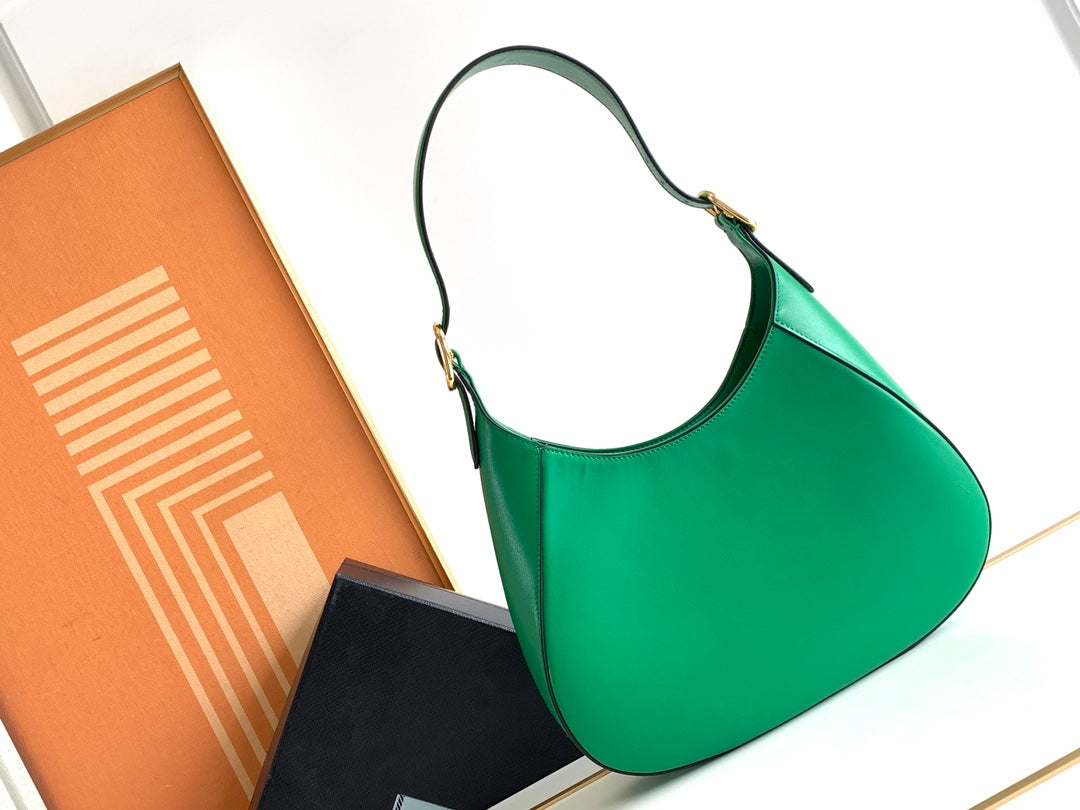 Cleo-Style Smooth Leather Shoulder Bag