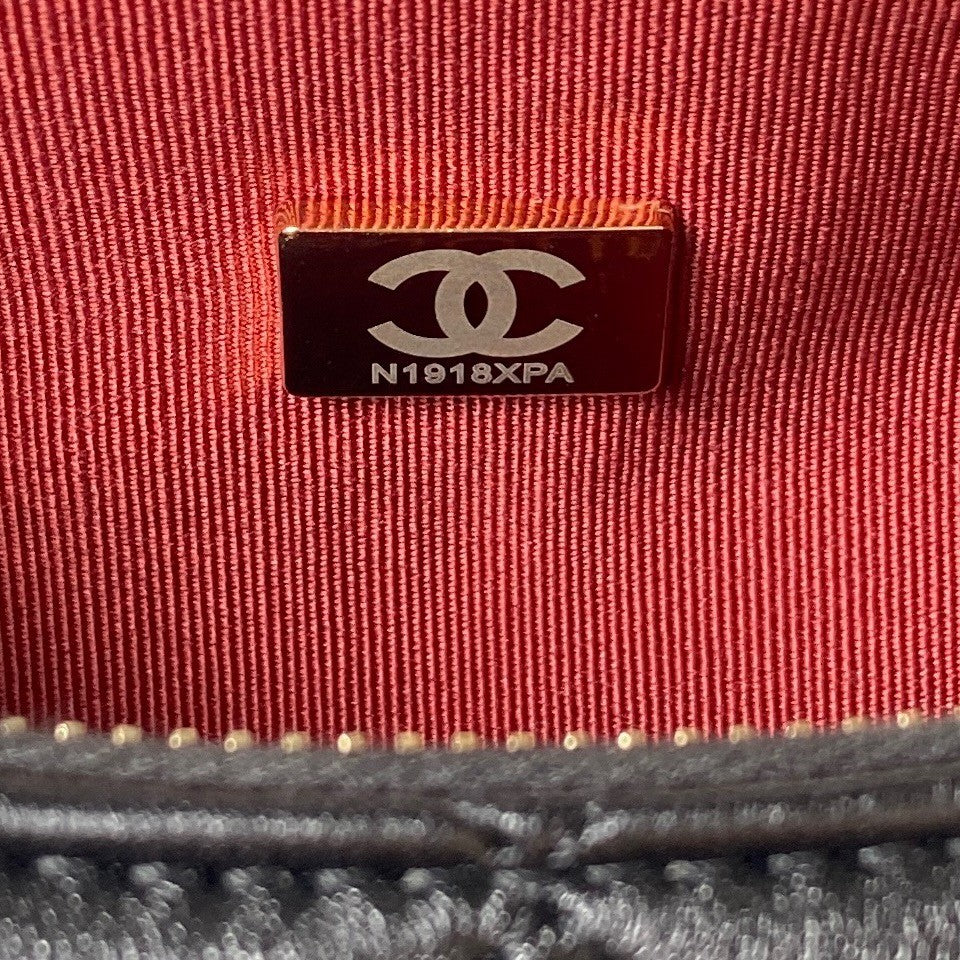 23A Lambskin Quilted CC Chain Hobo Black