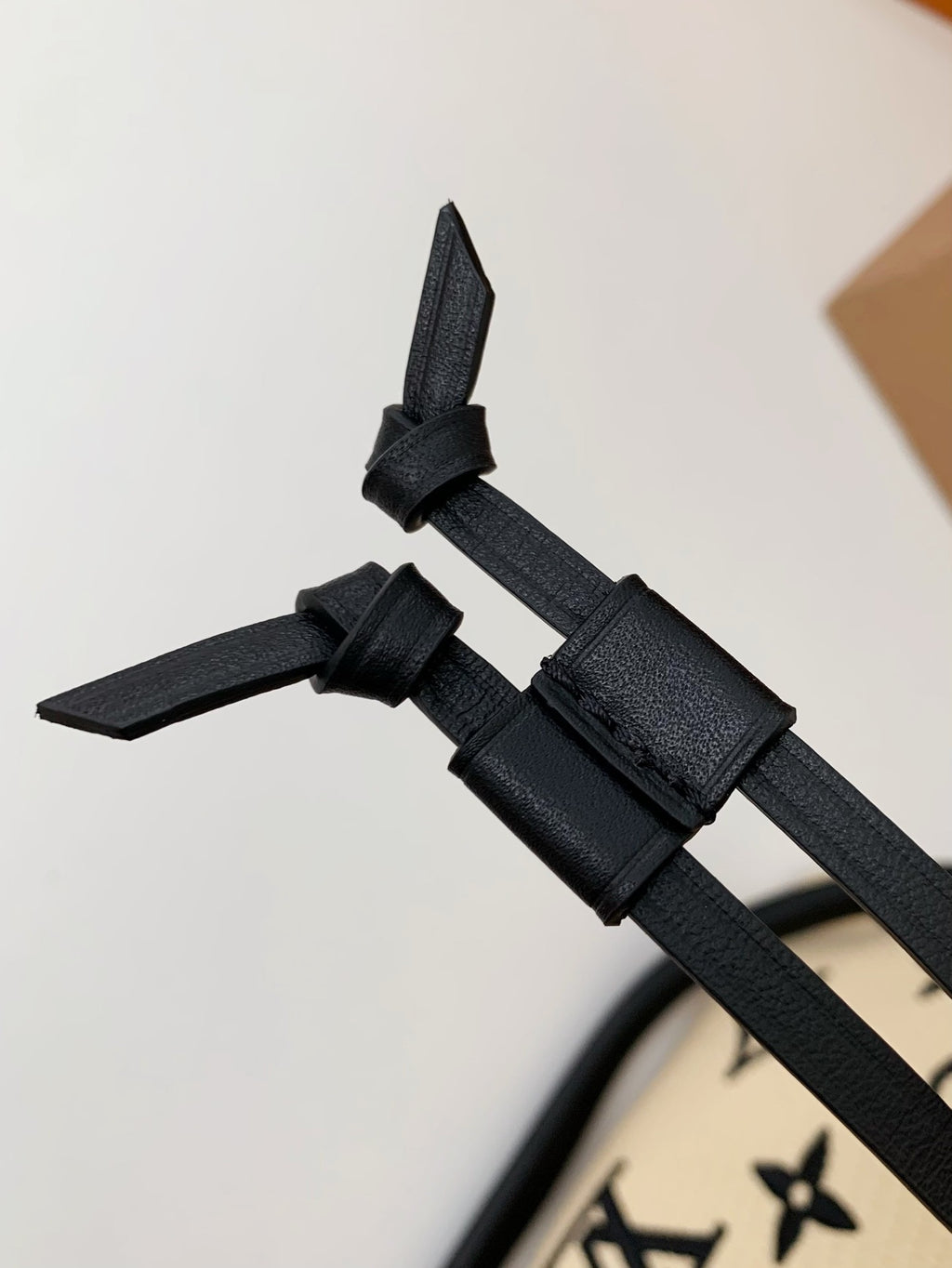 Monogram Embroidery Cotton Bucket Bag