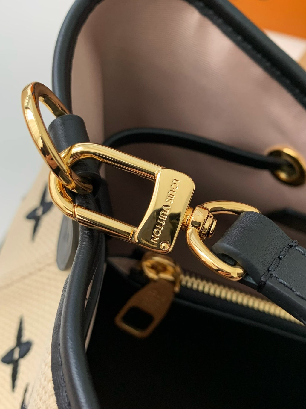 Monogram Embroidery Cotton Bucket Bag