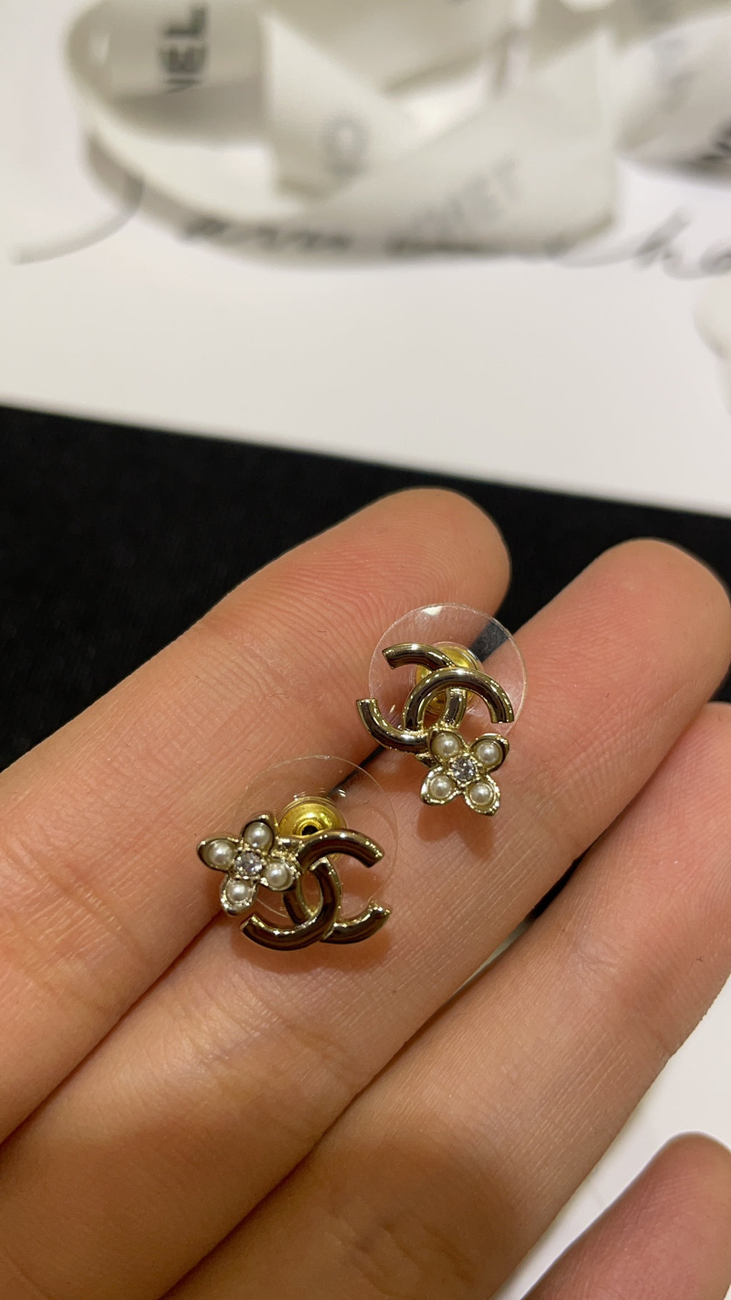 Mini CC Crystal Stud Earrings