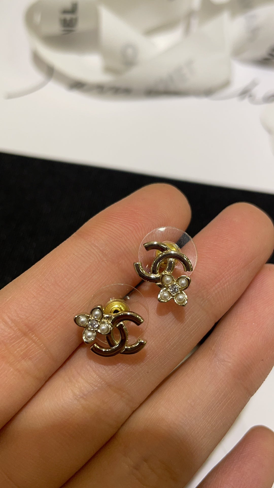Mini CC Crystal Stud Earrings