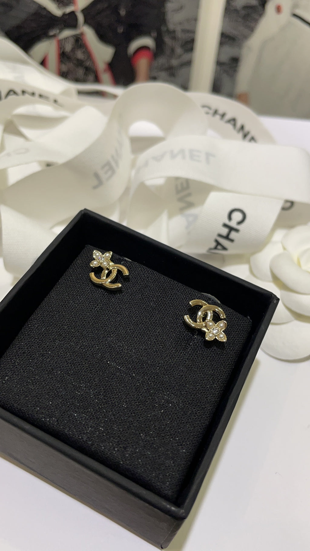 Mini CC Crystal Stud Earrings