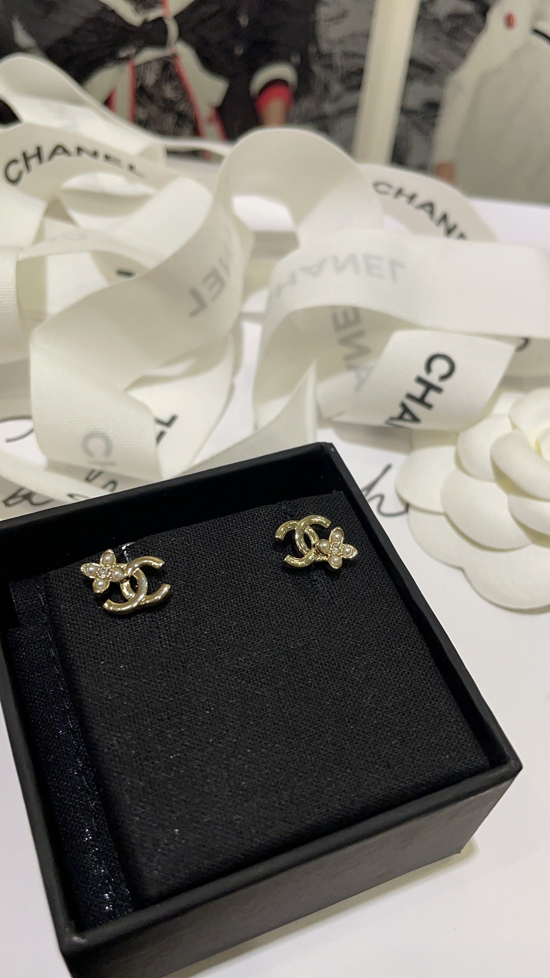 Mini CC Crystal Stud Earrings