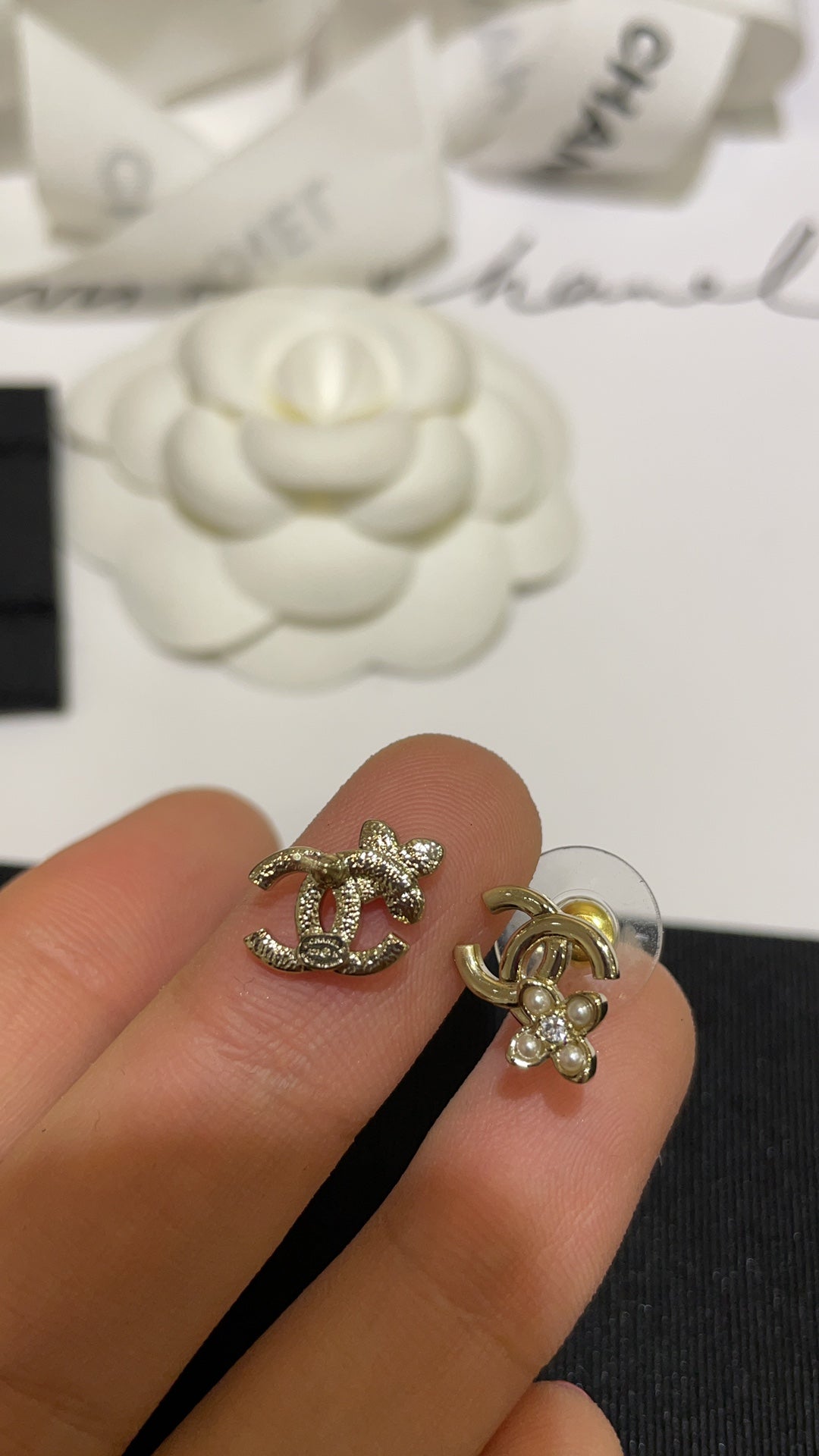 Mini CC Crystal Stud Earrings