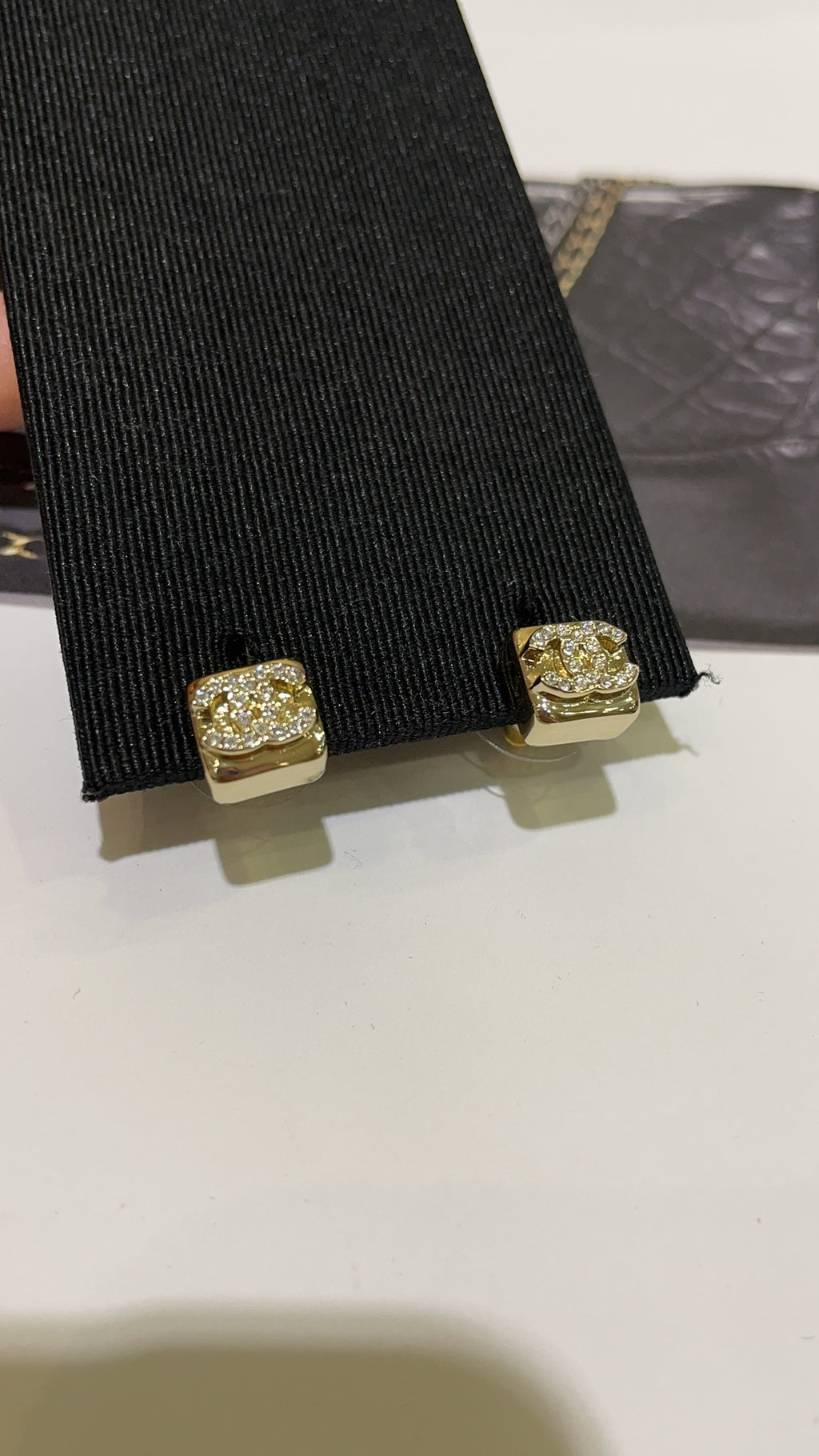 Square Crystal Mini CC Stud Earrings