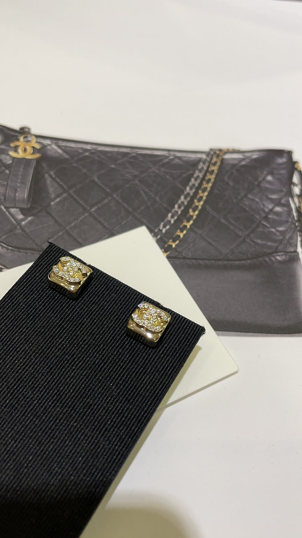 Square Crystal Mini CC Stud Earrings