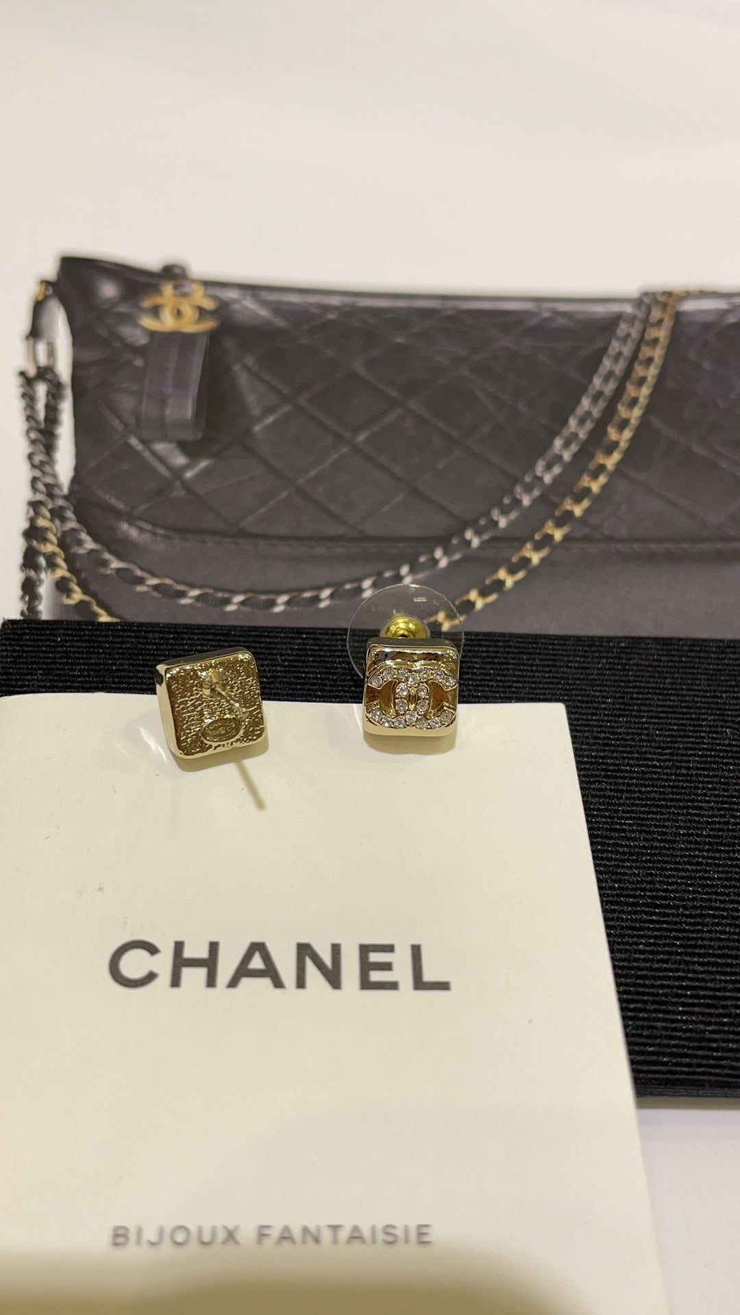 Square Crystal Mini CC Stud Earrings