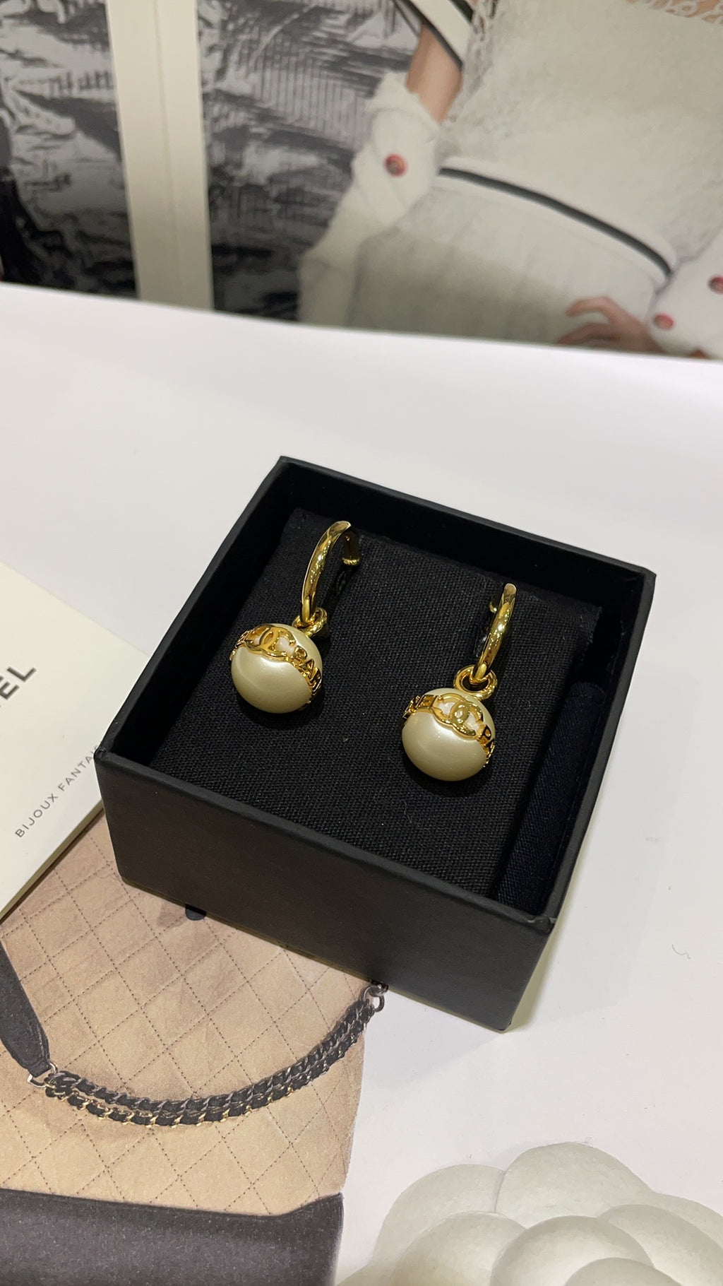 Gold-Tone Pearl Drop Earrings