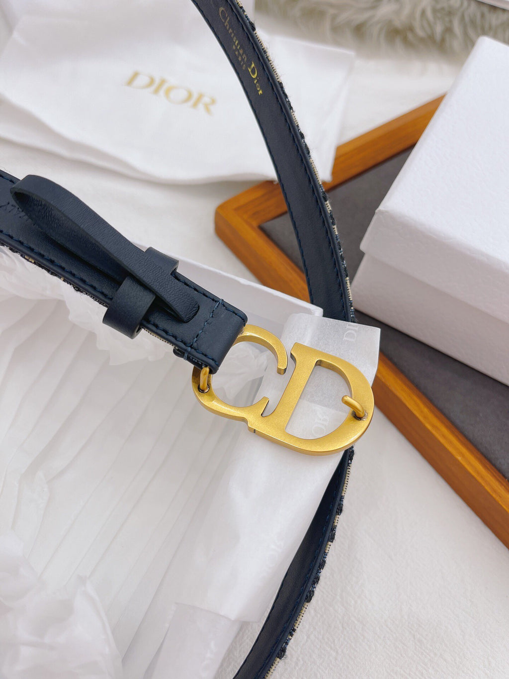 CD Buckle Belt – Blue Monogram Canvas & Leather Lining