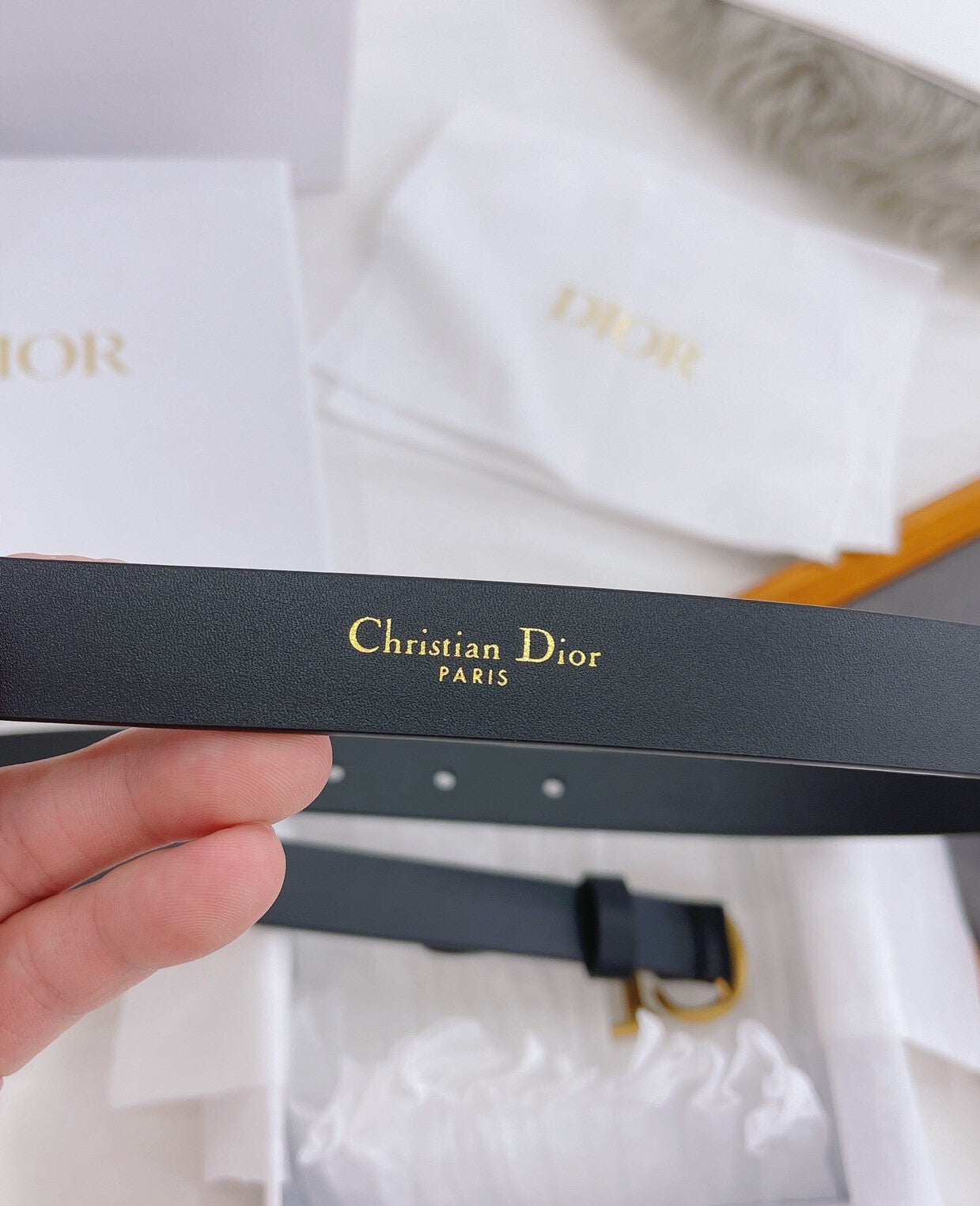 CD Buckle Leather Belt in Black – 25mm Width