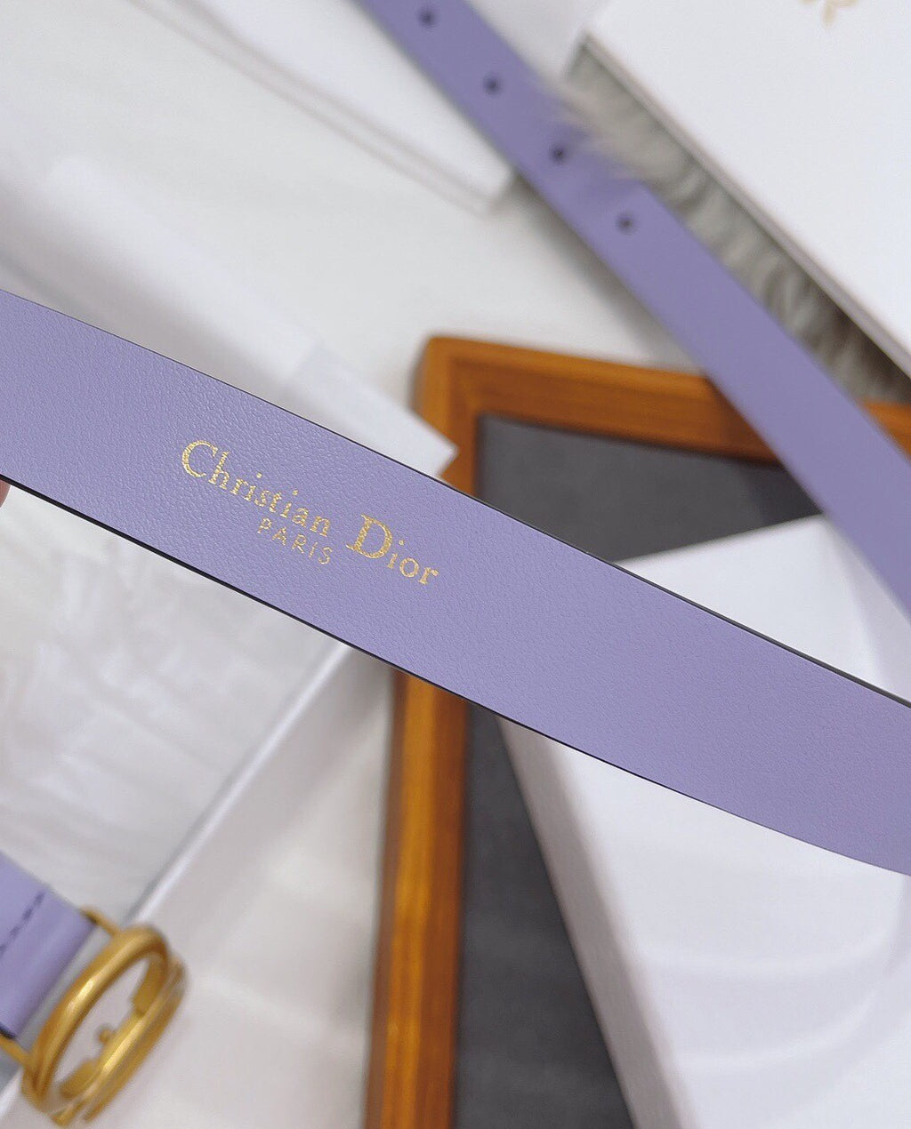 CD Buckle Leather Belt in Lilac – 25mm Width