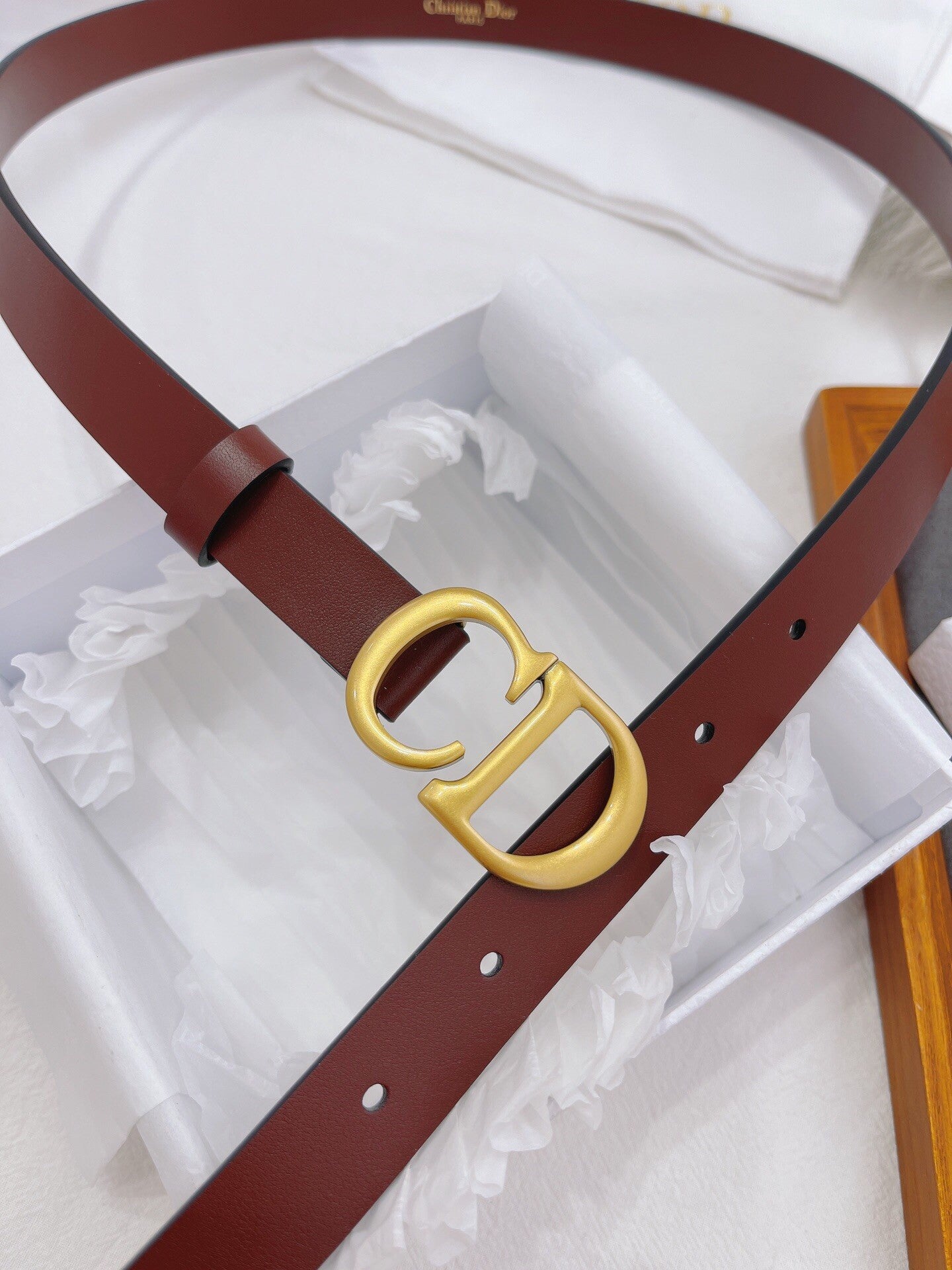 CD Buckle Leather Belt in Dark Brown – 25mm Width