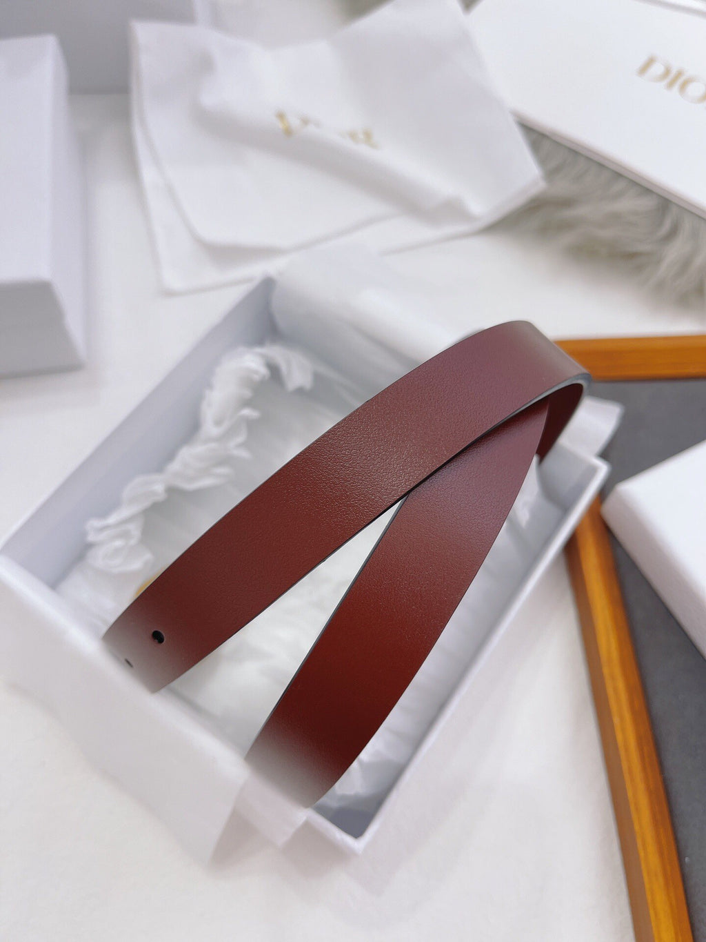 CD Buckle Leather Belt in Dark Brown – 25mm Width