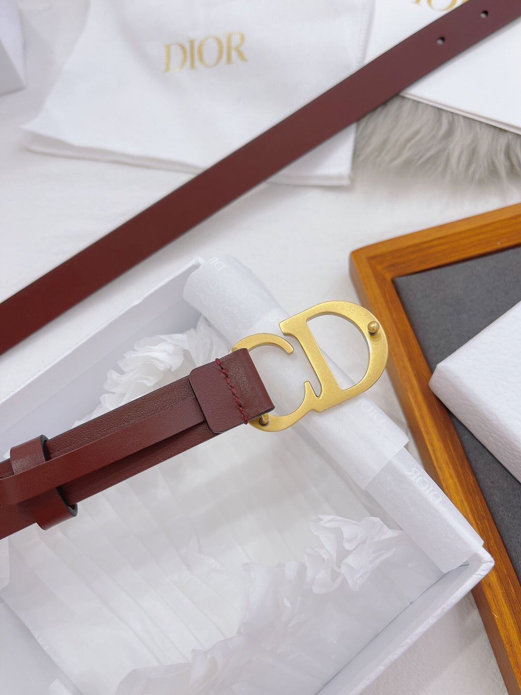 CD Buckle Leather Belt in Dark Brown – 25mm Width