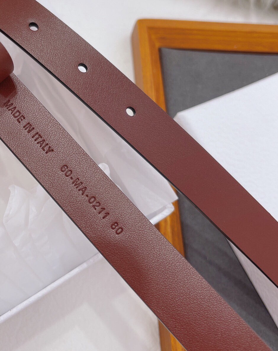 CD Buckle Leather Belt in Dark Brown – 25mm Width