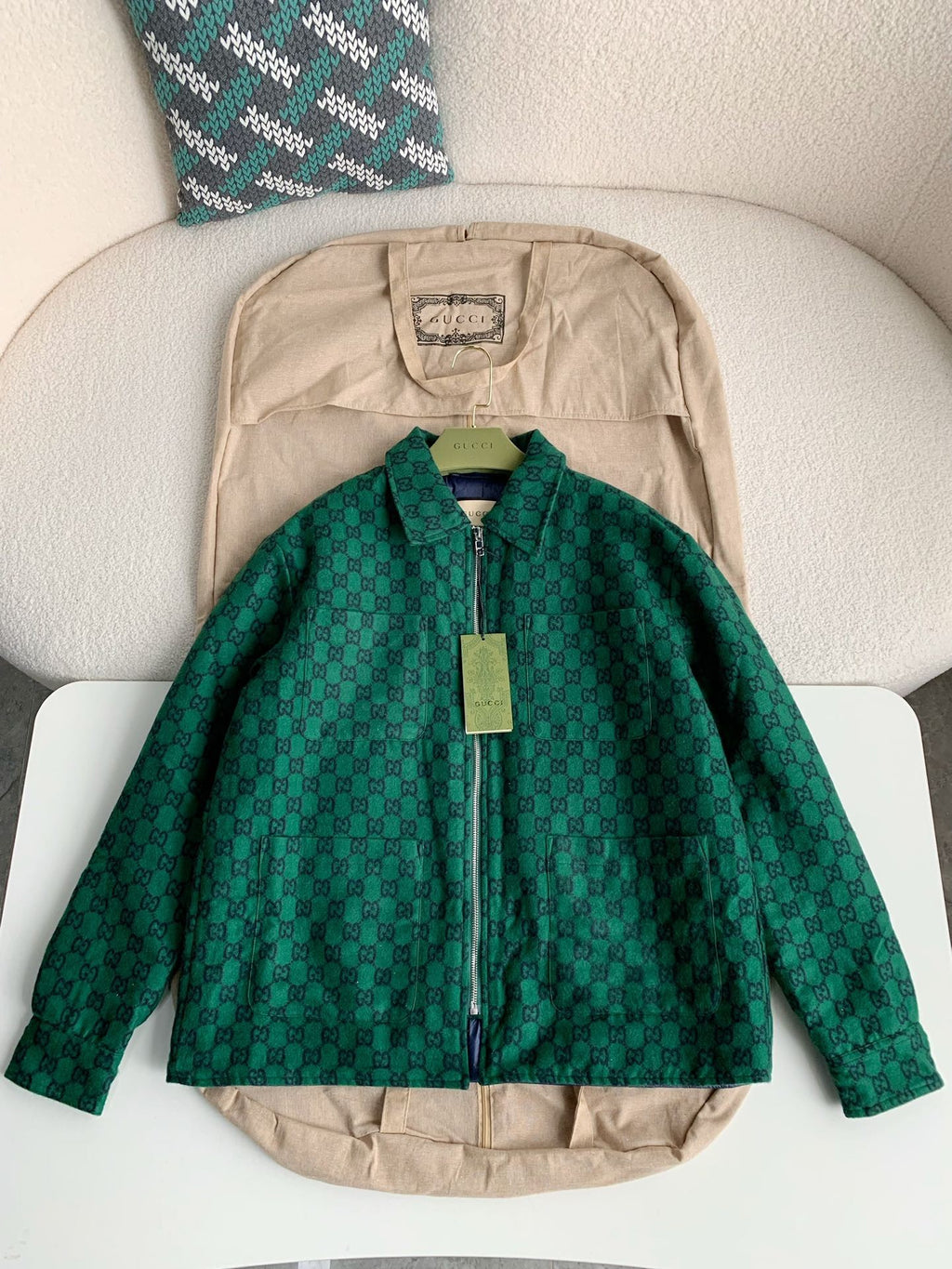 Monogram Zip Jacket – Emerald Green