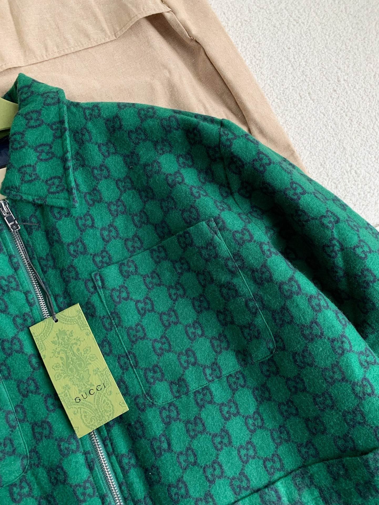 Monogram Zip Jacket – Emerald Green