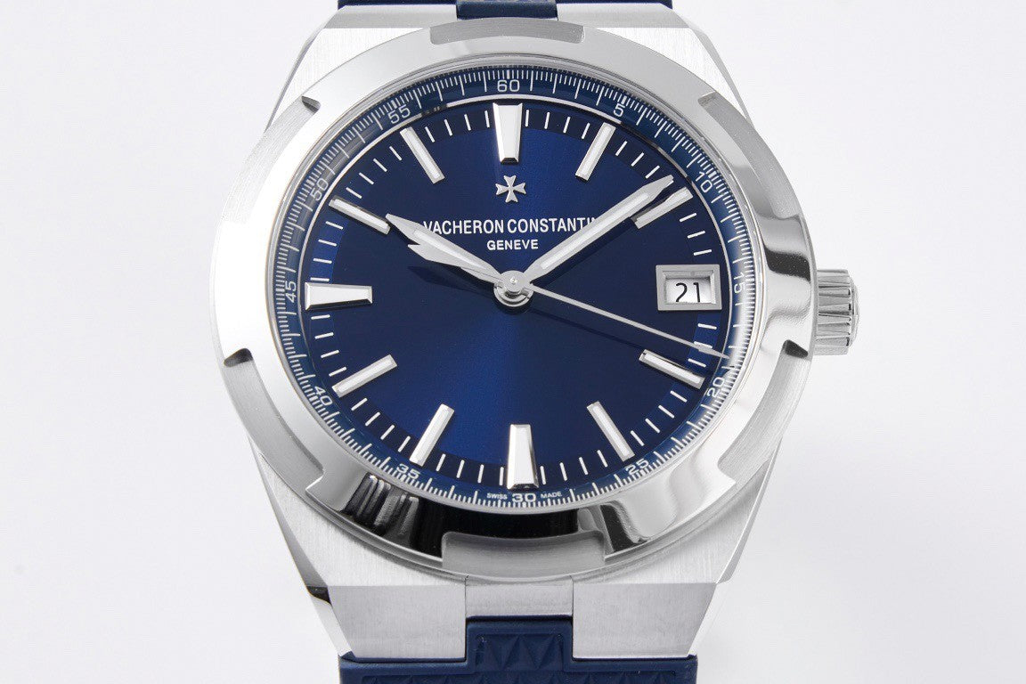 Overseas 41mm – Blue Dial, Rubber Strap, Stainless Steel Case