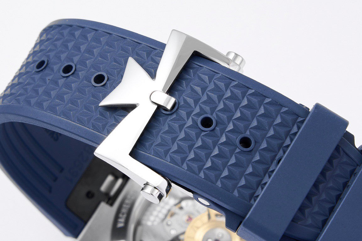 Overseas 41mm – Blue Dial, Rubber Strap, Stainless Steel Case