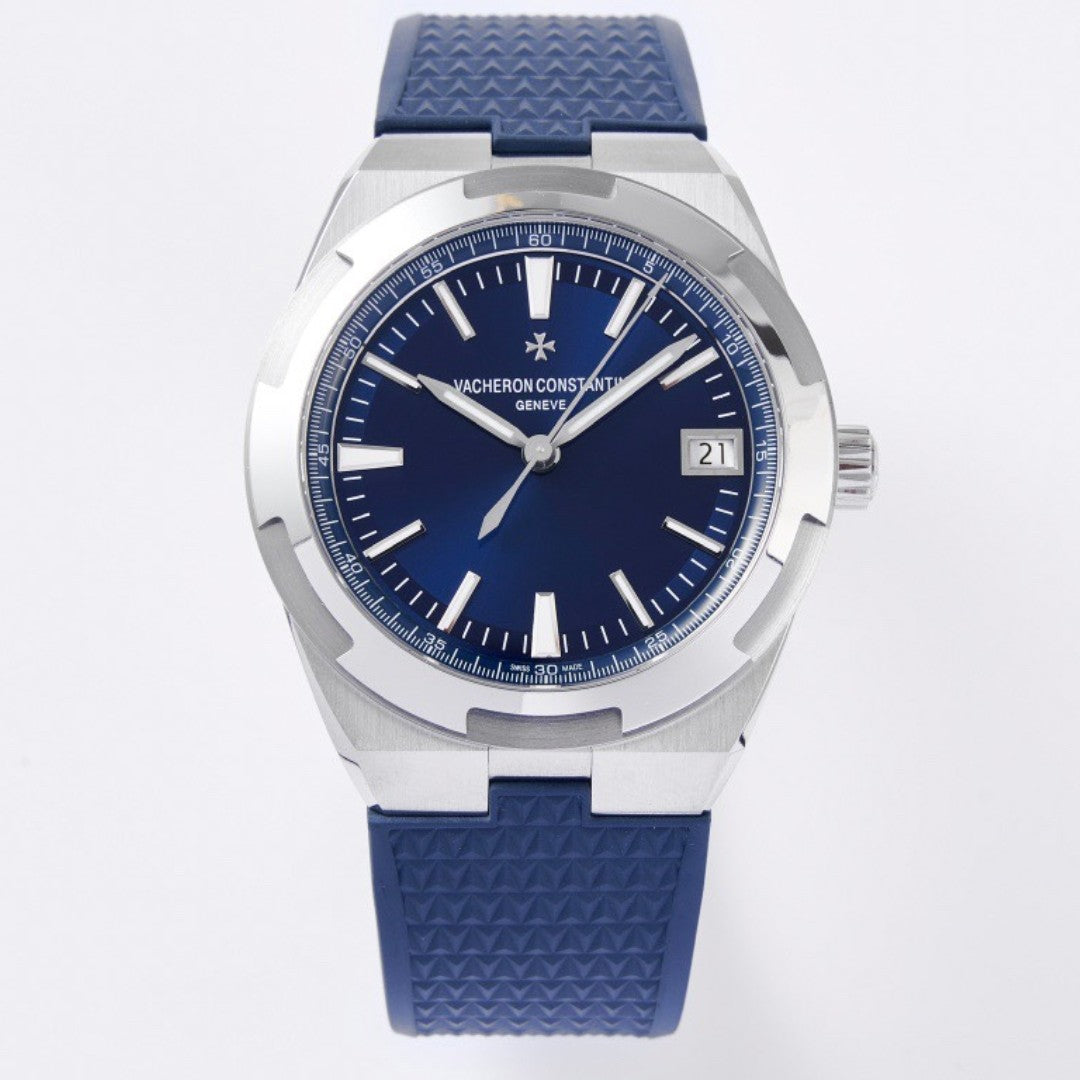 Overseas 41mm – Blue Dial, Rubber Strap, Stainless Steel Case