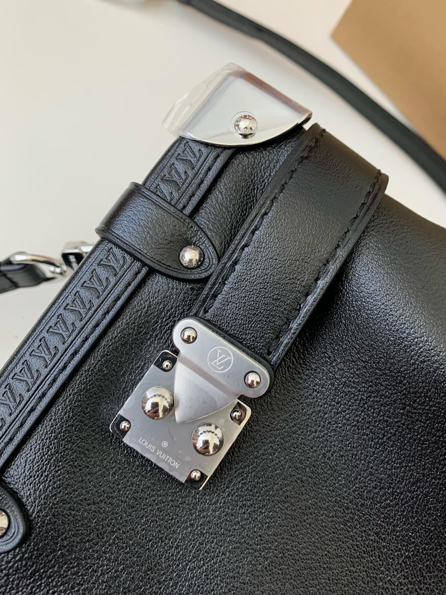 Side Trunk Calfskin Leather Bag