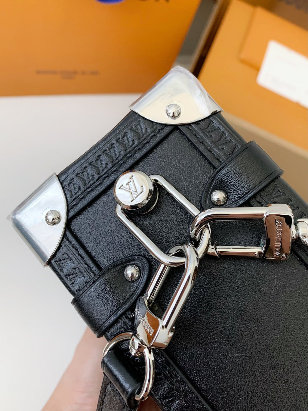 Side Trunk Calfskin Leather Bag