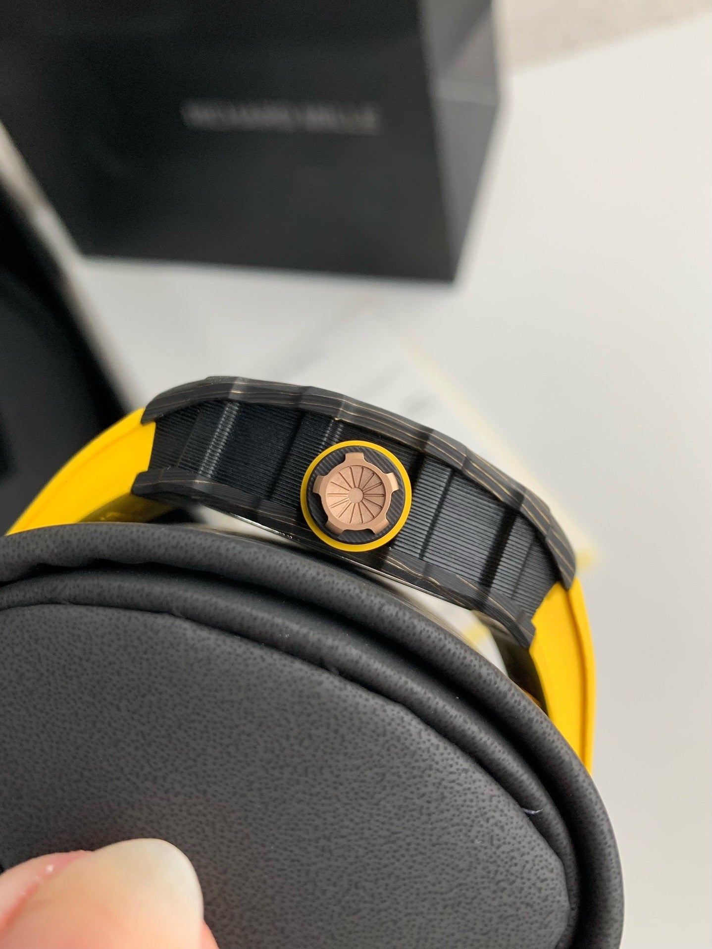 RM12-01 Skeleton Tourbillon Watch – NTPT Carbon Case, Yellow Strap, Limited Edition Style