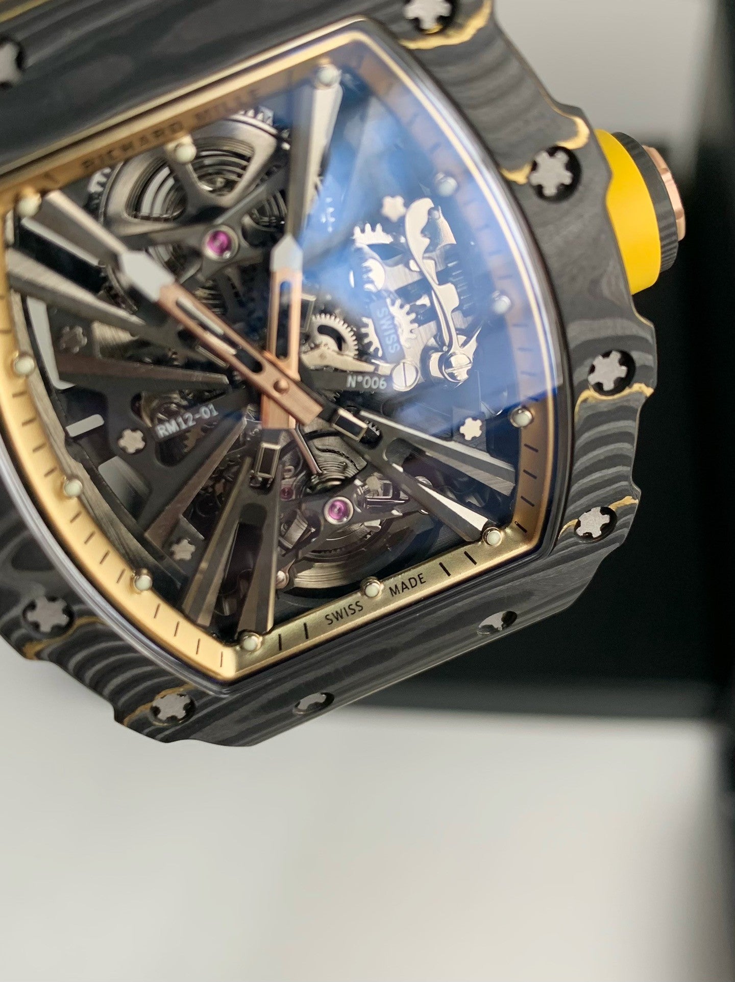 RM12-01 Skeleton Tourbillon Watch – NTPT Carbon Case, Yellow Strap, Limited Edition Style