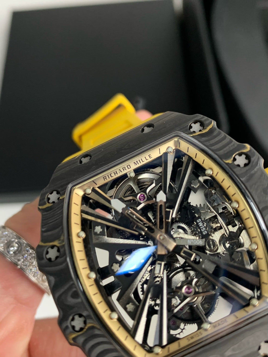 RM12-01 Skeleton Tourbillon Watch – NTPT Carbon Case, Yellow Strap, Limited Edition Style