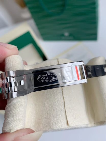 Datejust Style Watch – Black Dial, Fluted Bezel, 41mm Stainless Steel