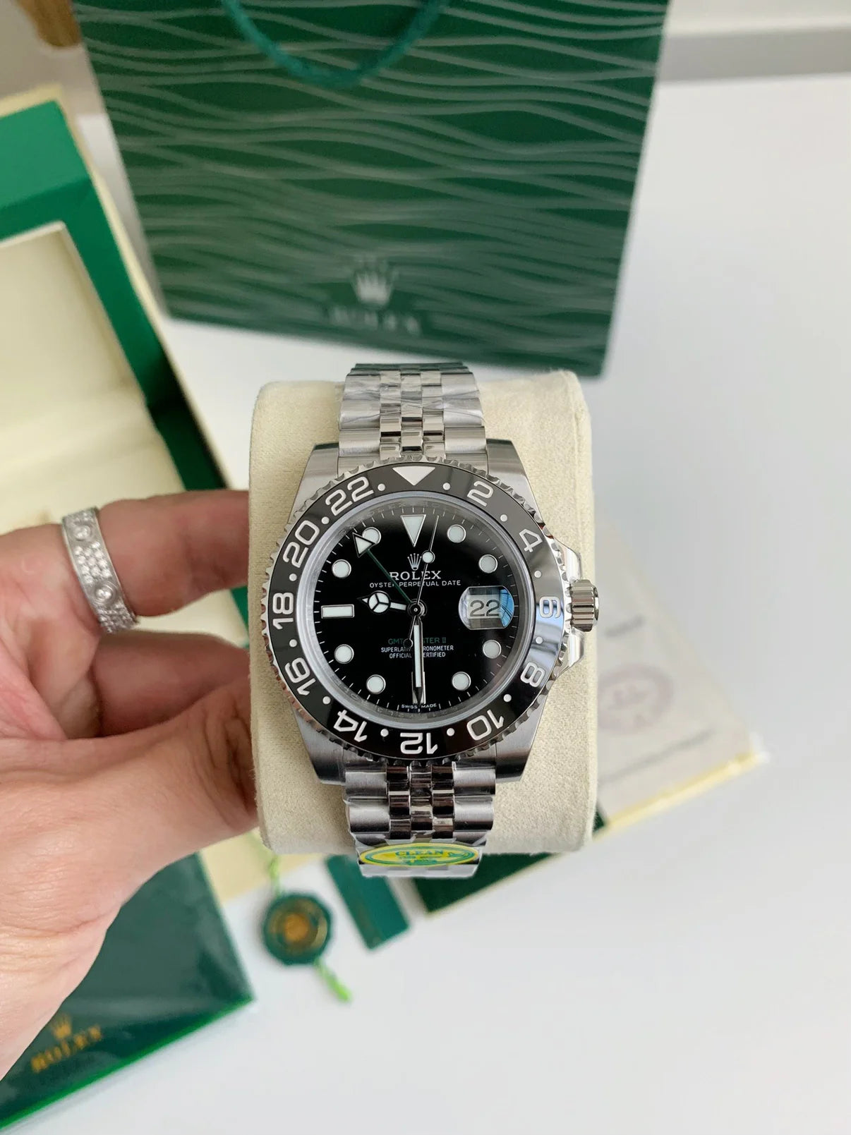 GMT-Master II Style Watch – Stainless Steel, Black Dial, 40mm