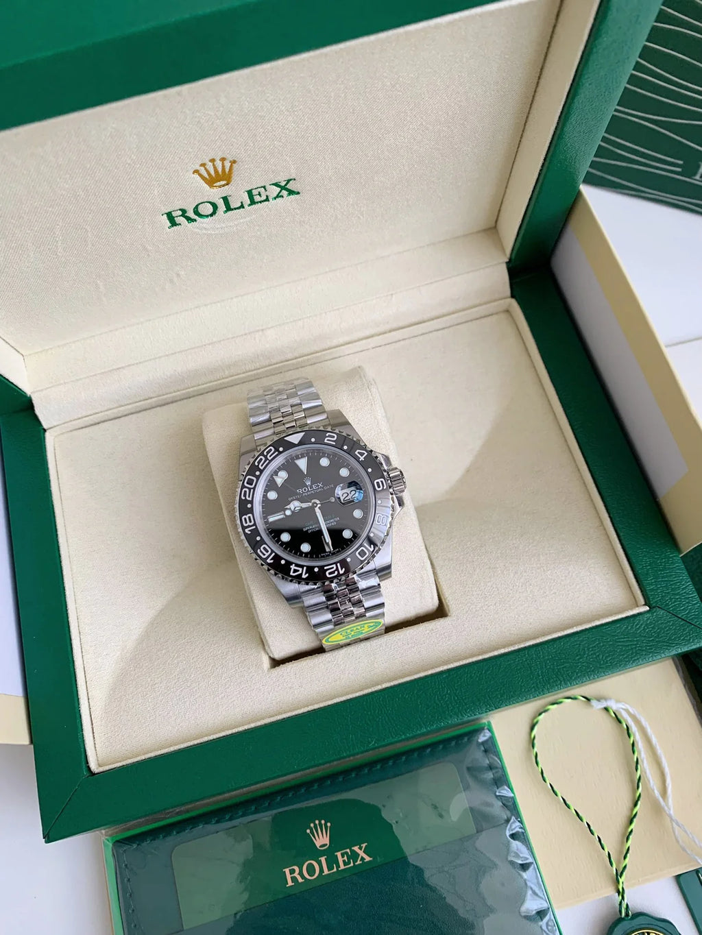 GMT-Master II Style Watch – Stainless Steel, Black Dial, 40mm