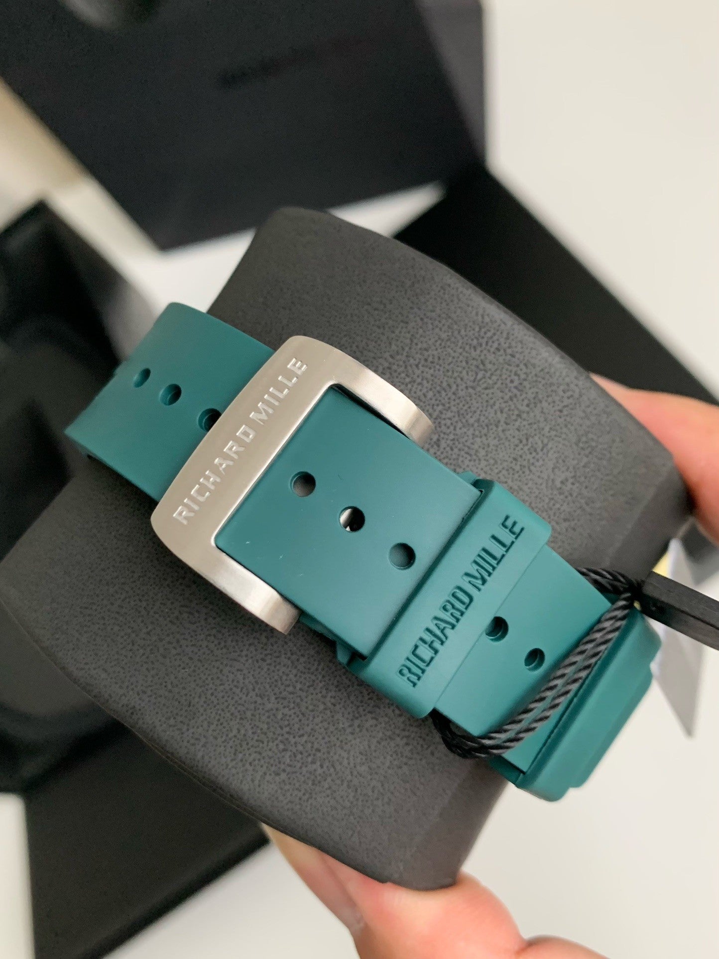 Chronograph Watch – Skeleton Dial, Titanium Case, Green Rubber Strap