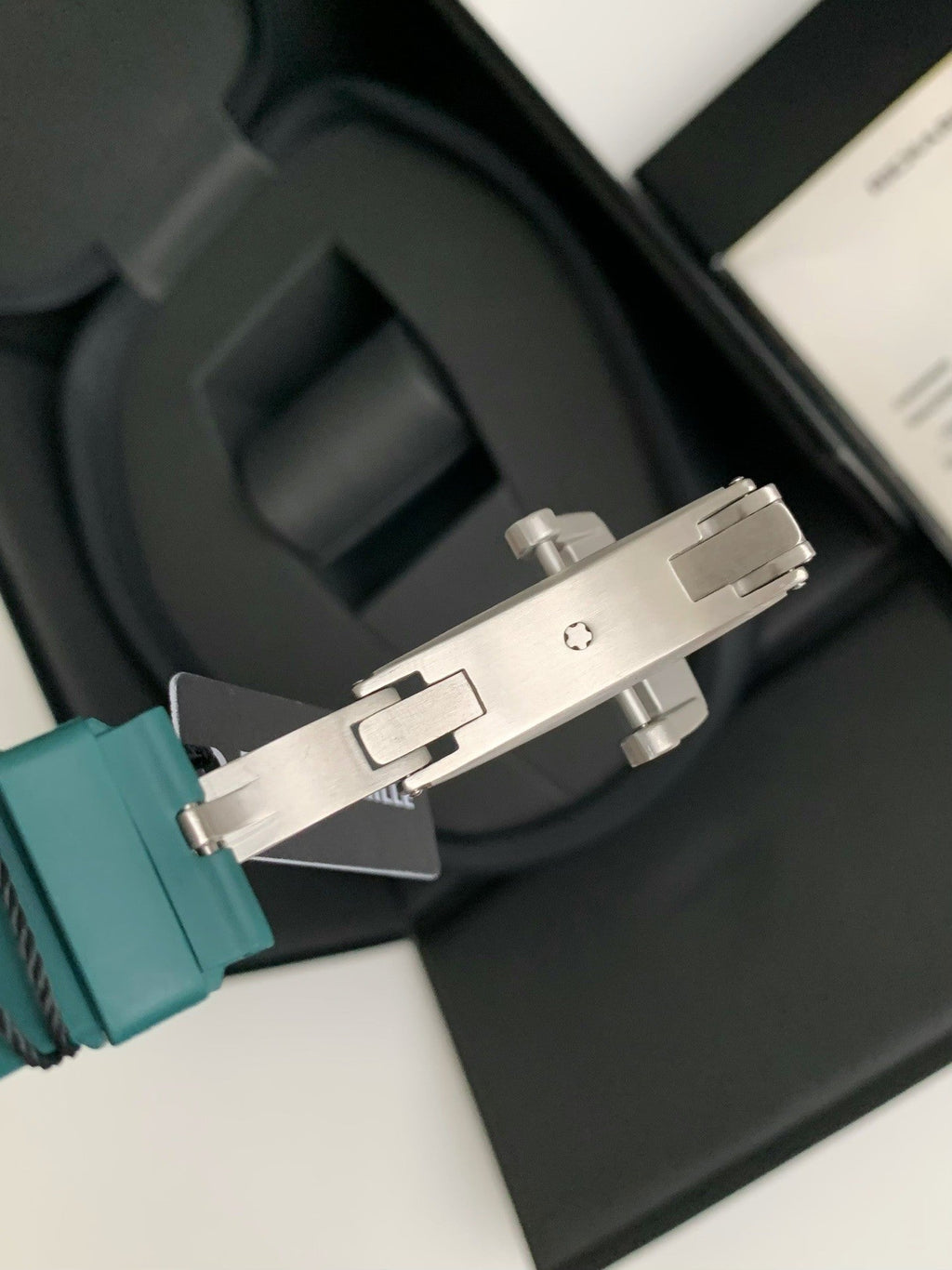 Chronograph Watch – Skeleton Dial, Titanium Case, Green Rubber Strap