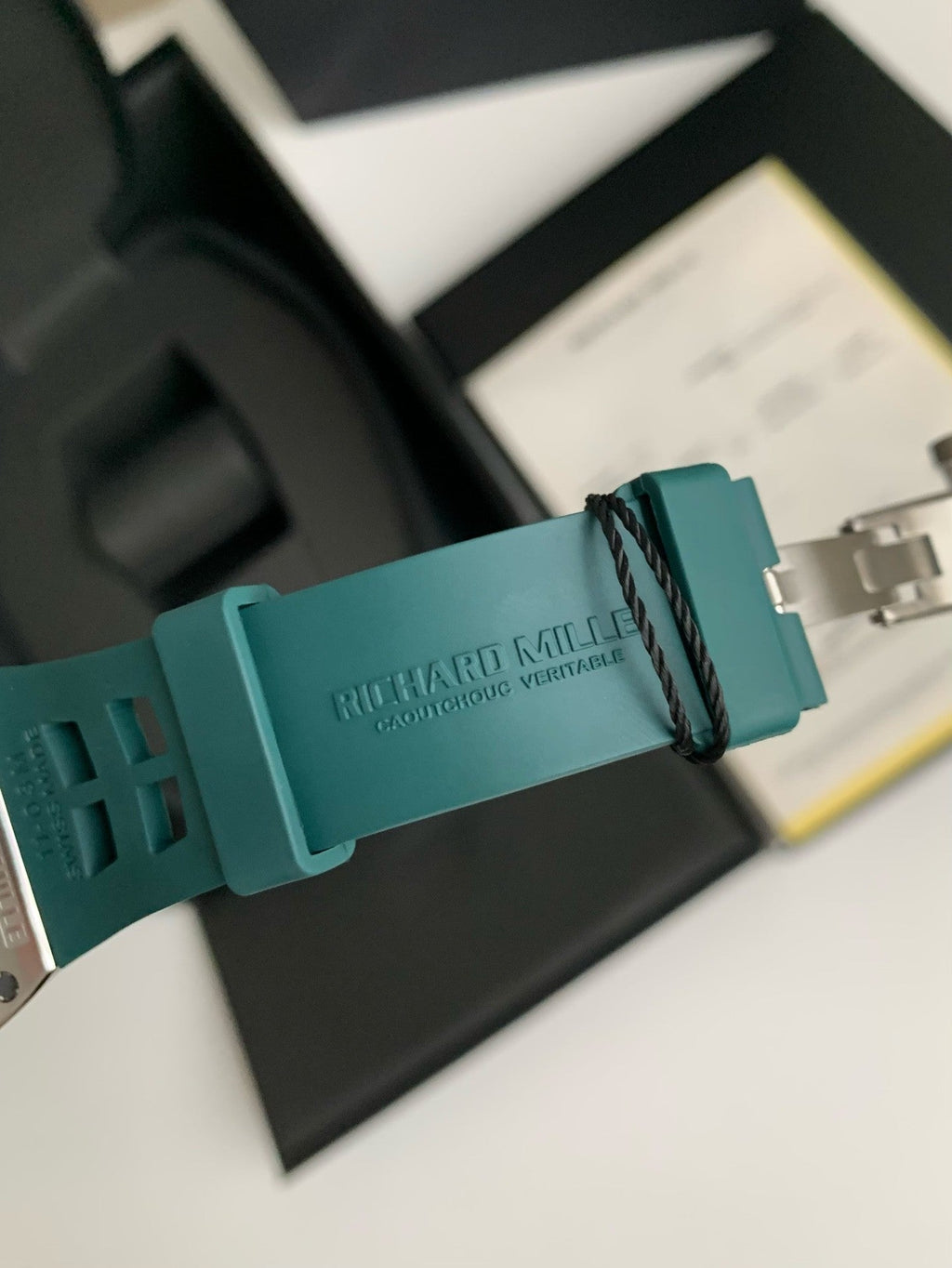 Chronograph Watch – Skeleton Dial, Titanium Case, Green Rubber Strap