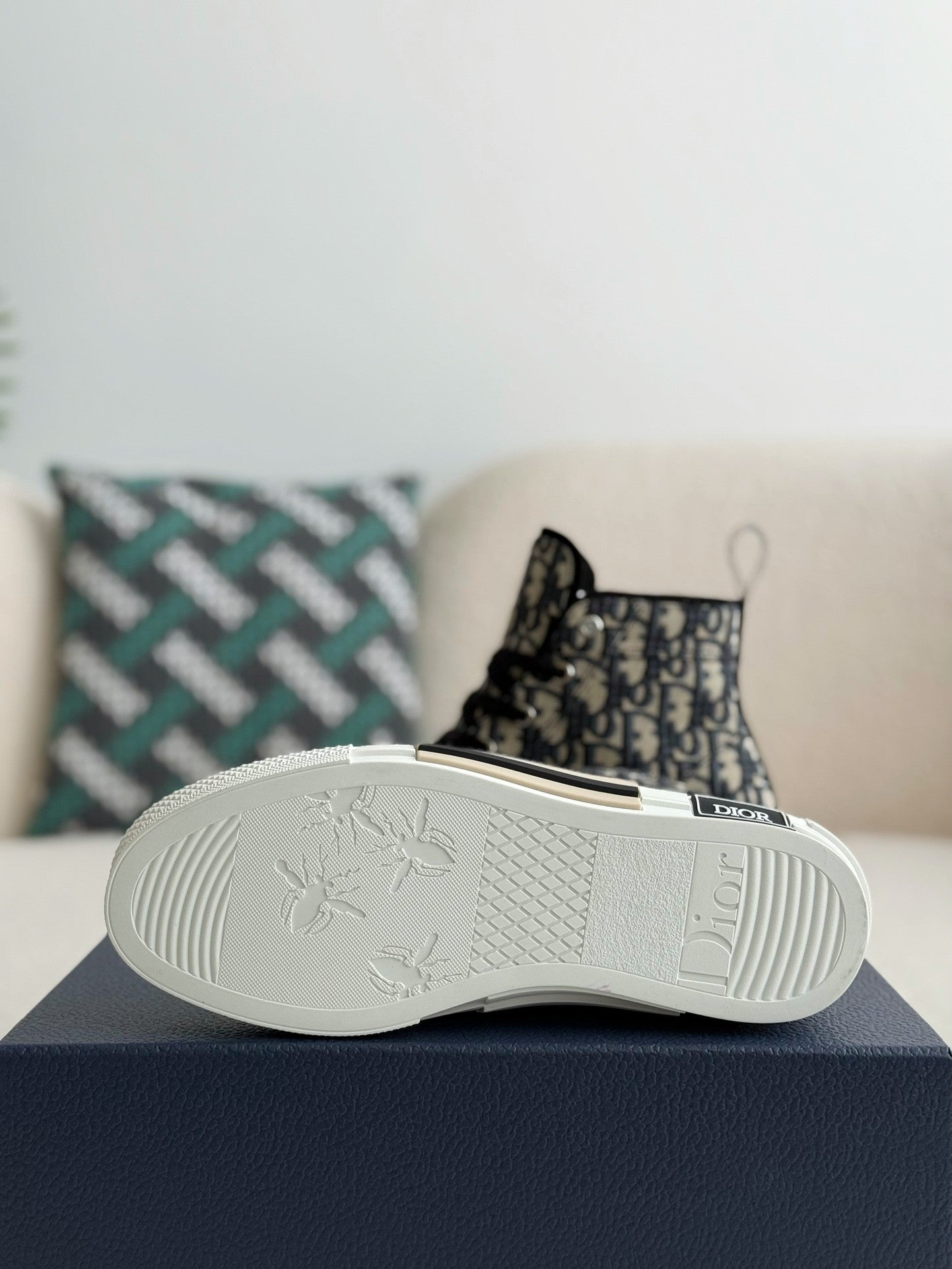 B23 Oblique High-Top Sneaker – Beige Monogram Canvas