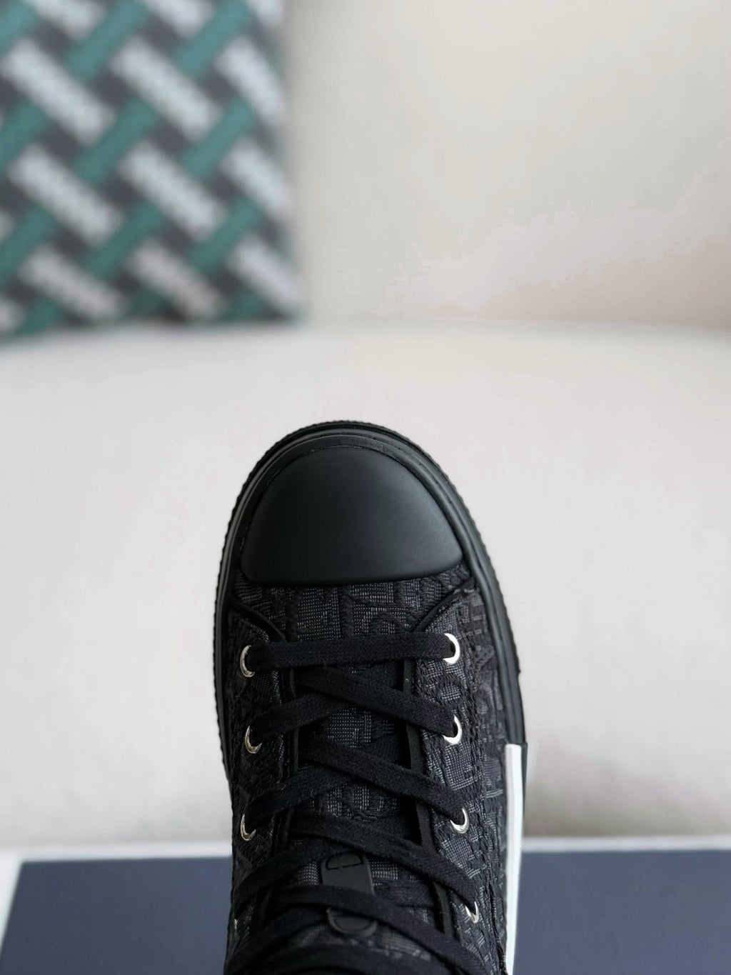 Dior B23 Oblique High-Top Sneaker – Black Logo Print Canvas