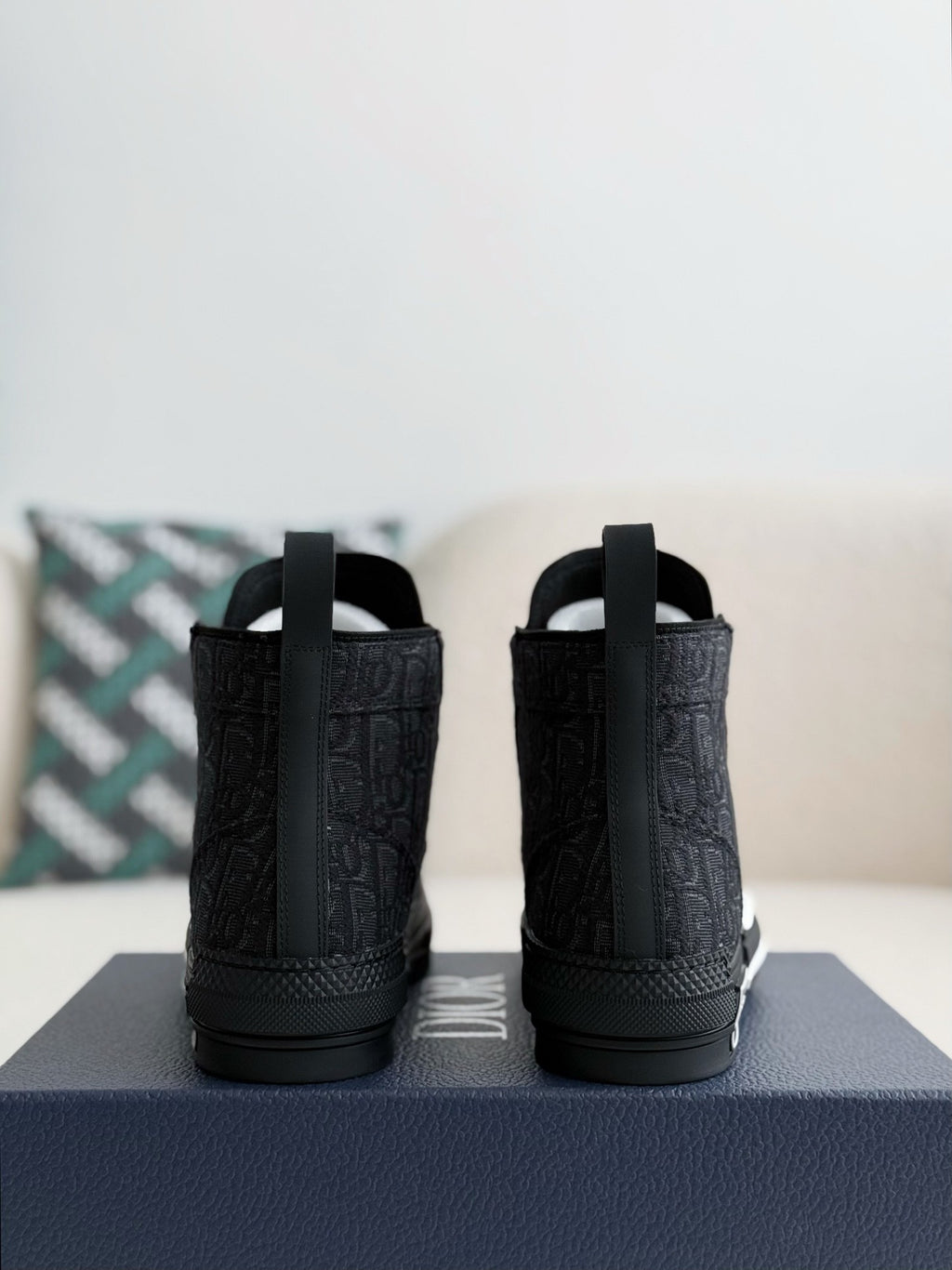 Dior B23 Oblique High-Top Sneaker – Black Logo Print Canvas