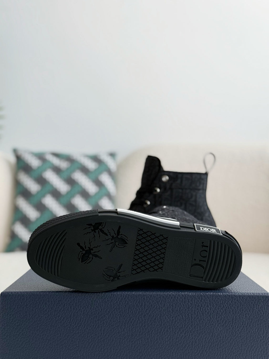 Dior B23 Oblique High-Top Sneaker – Black Logo Print Canvas