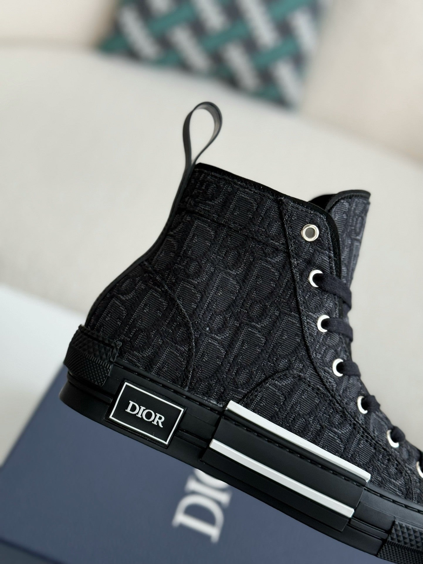 Dior B23 Oblique High-Top Sneaker – Black Logo Print Canvas